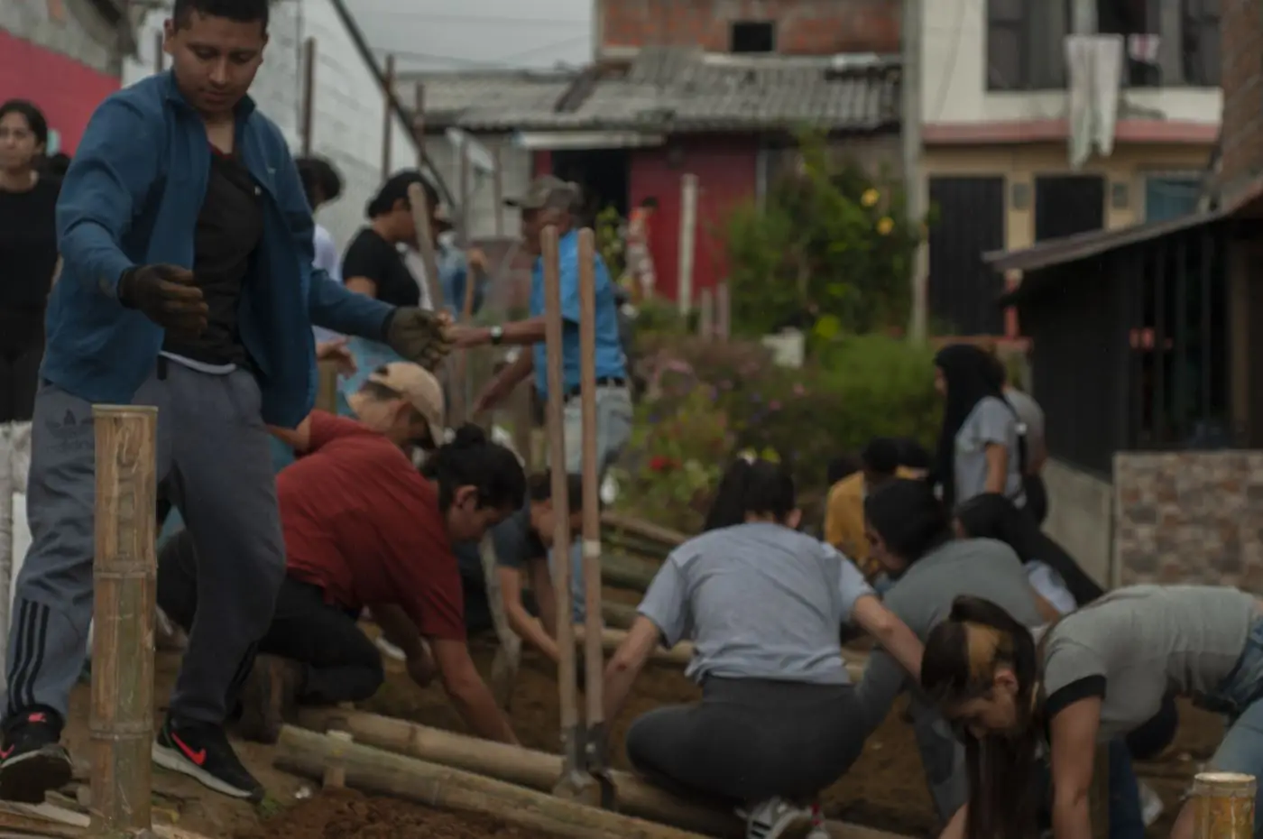 Siembra colectiva en la huerta del barrio